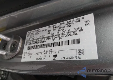 2021 Ford Escape Se Hybrid z USA, uszkodzony, nr VIN 1FMCU0BZ1MUB16461